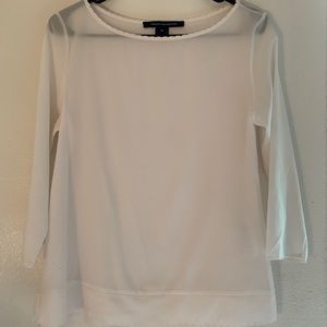 French connection white scalloped blouse